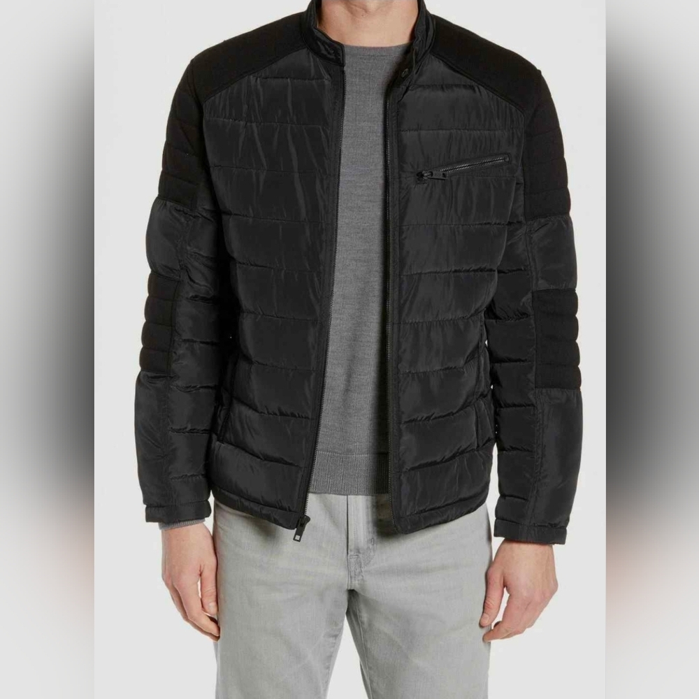 Men's Andrew Marc Jacket Biker Puffer XL Winslow Black